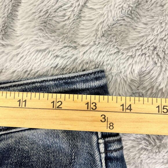 TTB Jeans Women 5 Distressed Skinny Blue Denim Mid Rise Stretch Ripped Hem Punk - Picture 6 of 8